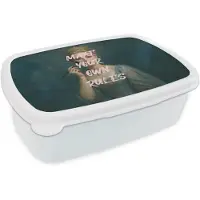 MuchoWow Broodtrommel Wit - Lunchbox Klassiek - Sierlijk - Roze - Brooddoos 18x12x6 cm - Brood lunch box - Broodtrommels voor kinderen en volwassenen