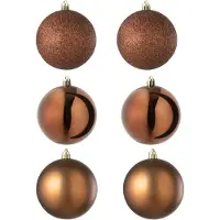 J-Line kerstbal - kunststof - donkerbruin - doos van 6