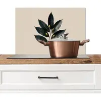 KitchenYeah Spatscherm keuken 70x50 cm - Kookplaat achterwand Laurierbladeren - Bloemknoppen - subtiel - Muurbeschermer - Spatwand fornuis - Hoogwaardig aluminium