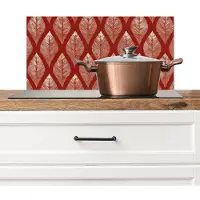KitchenYeah Spatscherm keuken 70x30 cm - Kookplaat achterwand Bladeren - Rood - Elegant - Muurbeschermer - Spatwand fornuis - Hoogwaardig aluminium