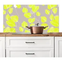 KitchenYeah Spatscherm keuken 120x60 cm - Kookplaat achterwand Bladeren - Neon - Geel - Lijnen - Muurbeschermer - Spatwand fornuis - Hoogwaardig aluminium