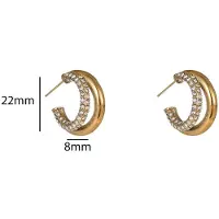 Go Dutch Label Oorknoppen Double Hoop Goud Crystal