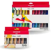 Amsterdam Acrylverf Standard Series - Algemene Selectie 24x20ml & Metallic 6x20ml Set