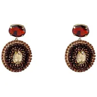 Go Dutch Label Oorknoppen Big Round Stone Dangle Bruin