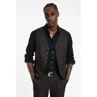 John Varvatos Button Front Closure Vestwith Satin Tape Ebony Maat: 46 | Gilets Outlet | Heren