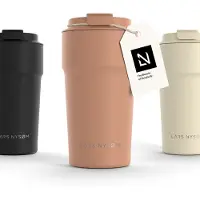LARS NYSØM Bevægelse Thermos Coffee Mug-to-go 500ml - BPA-vrij met Isolatie - Lekvrije Roestvrijstalen Thermosbeker (Blush Rose)