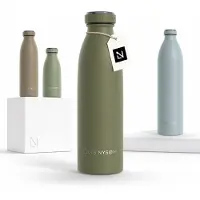 LARS NYSØM Ren Roestvrijstalen drinkfles 500ml - BPA-vrij geïsoleerde waterfles 0,5 Liter (Olive Green)