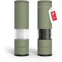 LARS NYSØM Lagom - Zout en Pepermolen Set (2 stuks) - Keramisch maalwerk met Instelbare Maalgraad - Roestvrijstaalen Zoutmolen Pepermolen (Sage Green)