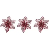 COSY&TRENDY Kerstboomversiering Kerstster - 4x - 17 cm - rood glitter - op clip - ornament