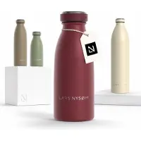 LARS NYSØM Ren Roestvrijstalen drinkfles 350ml - BPA-vrij geïsoleerde waterfles 0,35 Liter (Berry Red)