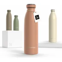 LARS NYSØM Ren Roestvrijstalen drinkfles 500ml - BPA-vrij geïsoleerde waterfles 0,5 Liter (Blush Rose)