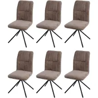 Mendler Set van 6 eetkamerstoelen -N99, keukenstoel, draaibaar met Auto-Return, stof/textiel chenille (340 g/m²) ~ lichtbruin