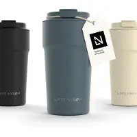 LARS NYSØM Bevægelse Thermos Coffee Mug-to-go 500ml - BPA-vrij met Isolatie - Lekvrije Roestvrijstalen Thermosbeker (Stone Blue)