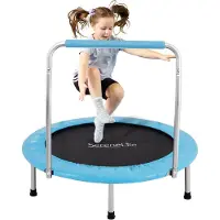 SereneLife Fitness Trampoline – Opvouwbare Mini Trampoline voor Kinderen en Volwassenen -Ø 91/102 cm - Schuimhandgreep, Stevig Frame, Lichtgewicht