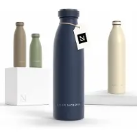 LARS NYSØM Ren Roestvrijstalen drinkfles 500ml - BPA-vrij geïsoleerde waterfles 0,5 Liter (Midnight Blue)