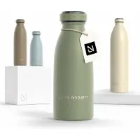 LARS NYSØM Ren Roestvrijstalen drinkfles 350ml - BPA-vrij geïsoleerde waterfles 0,35 Liter (Sage Green)