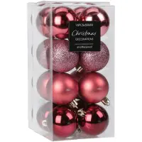 Christmas Decoration kleine kerstballen 48x -3cm-kunststof -roze