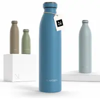 LARS NYSØM Ren Roestvrijstalen drinkfles 750ml - BPA-vrije geïsoleerde waterfles 0,75 Liter (Calypso Blue)