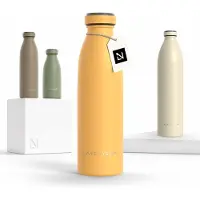 LARS NYSØM Ren Roestvrijstalen drinkfles 500ml - BPA-vrij geïsoleerde waterfles 0,5 Liter (Mustard Yellow)