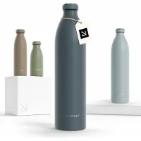 LARS NYSØM Ren Roestvrijstalen drinkfles 1500ml - BPA-vrij geïsoleerde waterfles 1,50 Liter (Stone Blue)