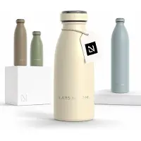 LARS NYSØM Ren Roestvrijstalen drinkfles 350ml - BPA-vrij geïsoleerde waterfles 0,35 Liter (Almond Beige)