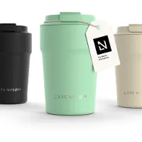 LARS NYSØM Bevægelse Thermos Coffee Mug-to-go 380ml - BPA-vrij met Isolatie - Lekvrije Roestvrijstalen Thermosbeker (Mint Green)