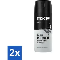 Axe 2 x Anti-Transpirant Spray Black 150 ml - Anti-transpirant - Deodorant Spray - 72 Uur Bescherming - Black - Geur