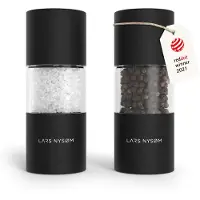 LARS NYSØM Sjæl Zout- en Pepermolen Set - Verstelbare maalgraad - Roestvrijstaal (Carbon Black)