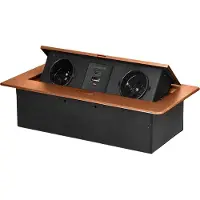 ORNO Stekkerdoos met USB - Pop up stekkerblok met 2 stopcontacten en USB-A & USB-C - Inbouw Verdeelstekker met RVS afwerking - Verdeeldoos zonder kabel - voor max. 3680 Watt - Penaarde - Messing