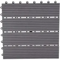 MCW WPC vloertegel Rhone, houtlook balkon/terras, 11x elk 30x30cm = 1m² ~ Premium, grijs lineair