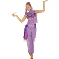 Dressforfun Vrouwenkostuum betoverende Oosterse dame - Dames vrouwen verkleedkleding - Carnaval - Feestkleding - Buikdanseres - Lila - Maat L