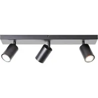 Brilliant Jello plafondspot, lengte 50 cm, zwart, 3-lamps, metaal, zwart, Woon-/ Eetkamer, metaal, Modern, halogeen spot