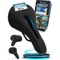 MIVELO Comfort Pro MTB Fietszadel – Ergonomisch – Memory Foam – Waterdicht – 28 x 14 cm – Zwart