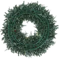 MCW Kunstkrans -O98, deurkrans, tafelkrans, decoratie, kunstmatig, Ø 60 cm ~ groen met rode bessen