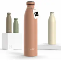 LARS NYSØM Ren Roestvrijstalen drinkfles 750ml - BPA-vrije geïsoleerde waterfles 0,75 Liter (Blush Rose)
