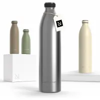 LARS NYSØM Ren Roestvrijstalen drinkfles 1500ml - BPA-vrij geïsoleerde waterfles 1,50 Liter (Stainless Steel)