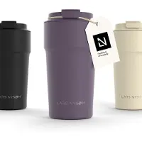 LARS NYSØM Bevægelse Thermos Coffee Mug-to-go 500ml - BPA-vrij met Isolatie - Lekvrije Roestvrijstalen Thermosbeker (Deep Purple)