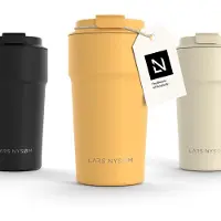 LARS NYSØM Bevægelse Thermos Coffee Mug-to-go 500ml - BPA-vrij met Isolatie - Lekvrije Roestvrijstalen Thermosbeker (Mustard Yellow)