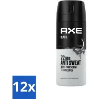 Axe 12 x - Deodorant Spray - 72hrs Anti Sweat - Black - 150 ml - Anti-transpirant - Deodorant Spray - 72 Uur Bescherming - Black - Geur