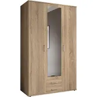 Emob Kledingkast Daniela 120cm met 3 deuren 2 lades & spiegel - eik