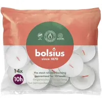 Bolsius Theelichten Wit 10 Branduren 14 Stuks