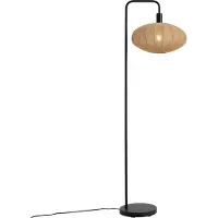QAZQA Japandi vloerlamp zwart met stoffen bruine kap - Bida