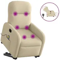 vidaXL Sta-op-massagestoel elektrisch verstelbaar stof crèmekleurig