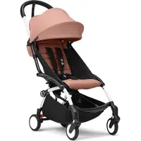 Stokke YOYO3 kinderwagen vanaf 6 maanden - Inclusief wit frame / Ginger zitkussen + luifel - In een handomdraai in- en uitklapbaar - Licht en compact - Past in handbagage