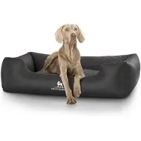 Knuffelwuff orthopedisch hondenbed Madison van laser-gewatteerd kunstleer XXL 120 x 85cm zwart