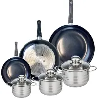 Elo Set van 3 Koekenpannen 20, 28 en 32 cm en 3 kookpotten 12, 14 en 16 cm Elo Prima Brillant