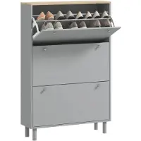 HOMCOM Klapbare schoenenkast 80x23,5x121cm Spaanplaat Grijs