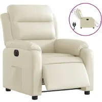 vidaXL Fauteuil elektrisch verstelbaar kunstleer crèmekleurig
