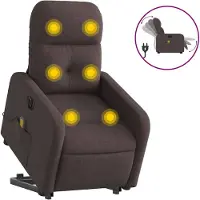vidaXL Sta-op-massagestoel elektrisch verstelbaar stof donkerbruin