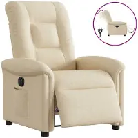 vidaXL Fauteuil verstelbaar elektrisch stof crèmekleurig